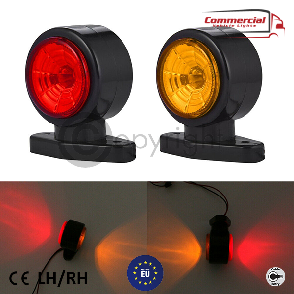 2 X LED SIDE MARKER LIGHTS FOR TRUCKS & TRAILERS 24 VOLT