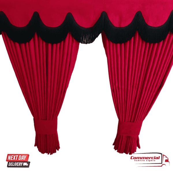 Red Truck Curtains With Black Tassel Set Premium Quality Double Lined