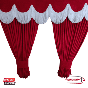 Red Truck Curtains With White Tassel Set Premium Quality Double Lined