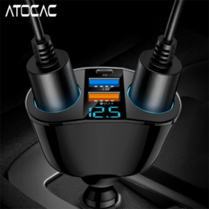 Double Cigarette Lighter With Multiport Charger And Voltage Display