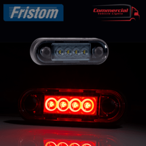 Red LED Marker Light Dark Lens Flat/Curved Fit Rubber Gasket FT-073RD