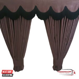 Dark Brown Truck Curtains With Black Tassel Set Premium Quality Double Lined
