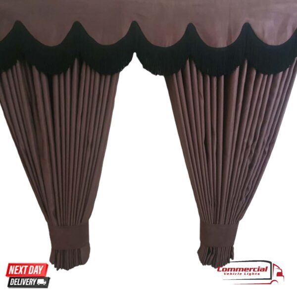 Dark Brown Truck Curtains With Black Tassel Set Premium Quality Double Lined
