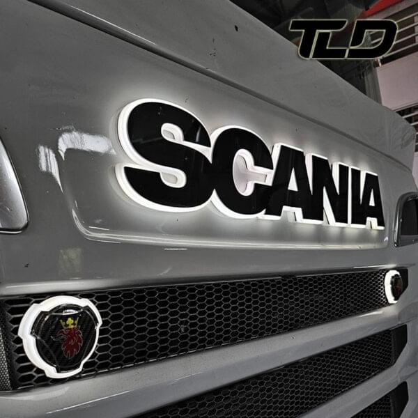 Scania Grille Badge White Led Back-Lit (Black Front)