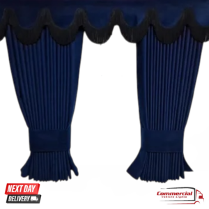 Navy Blue Truck Curtains With Black Tassels Set Premium Quality Double Lined