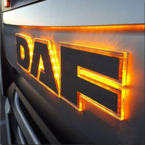 Daf Back-Lit Led Grille Badge - Black Front Amber LED