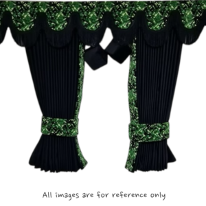 Black Royal Suede Curtains / Green Danish Plush Style Dutch Quality