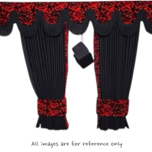 Black Royal Suede Curtains / Red Danish Plush Style Dutch Quality