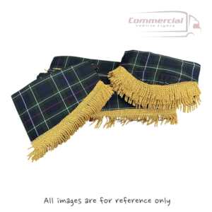Green And Navy Tartan Truck Curtains with Gold Tassels