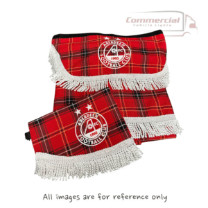 Volvo Aberdeen FC Red Tartan Truck Curtains Set With White Tassels